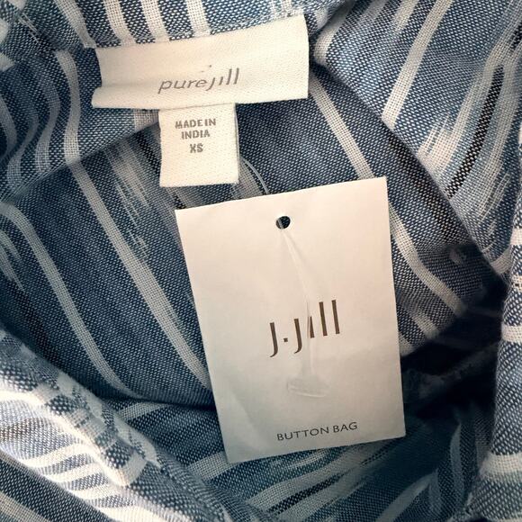 Pure J Jill Top Womens XS Blue Ikat Button Up Convertible Long Sleeve Tunic - Picture 7 of 8